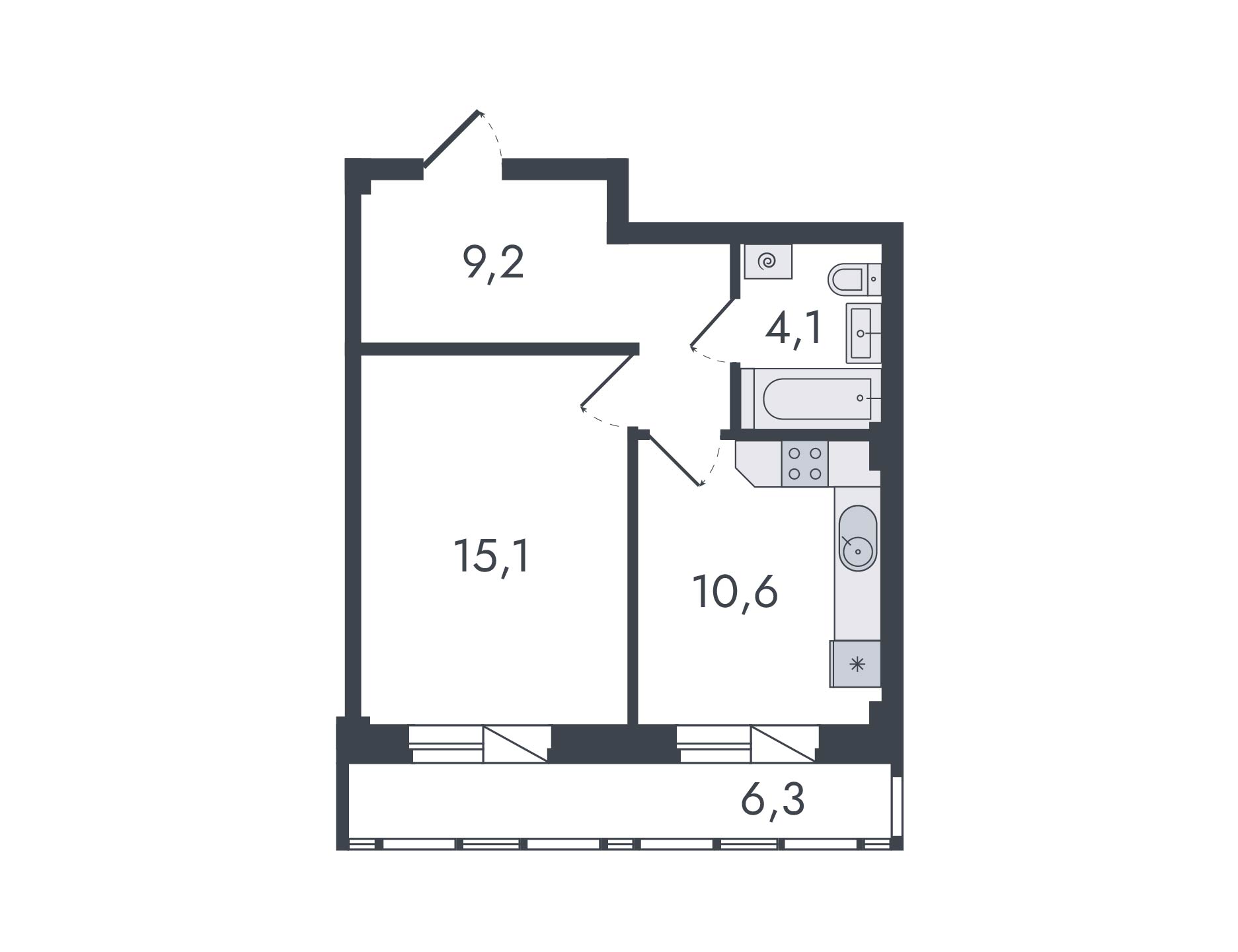 планировка квартиры 45 м2